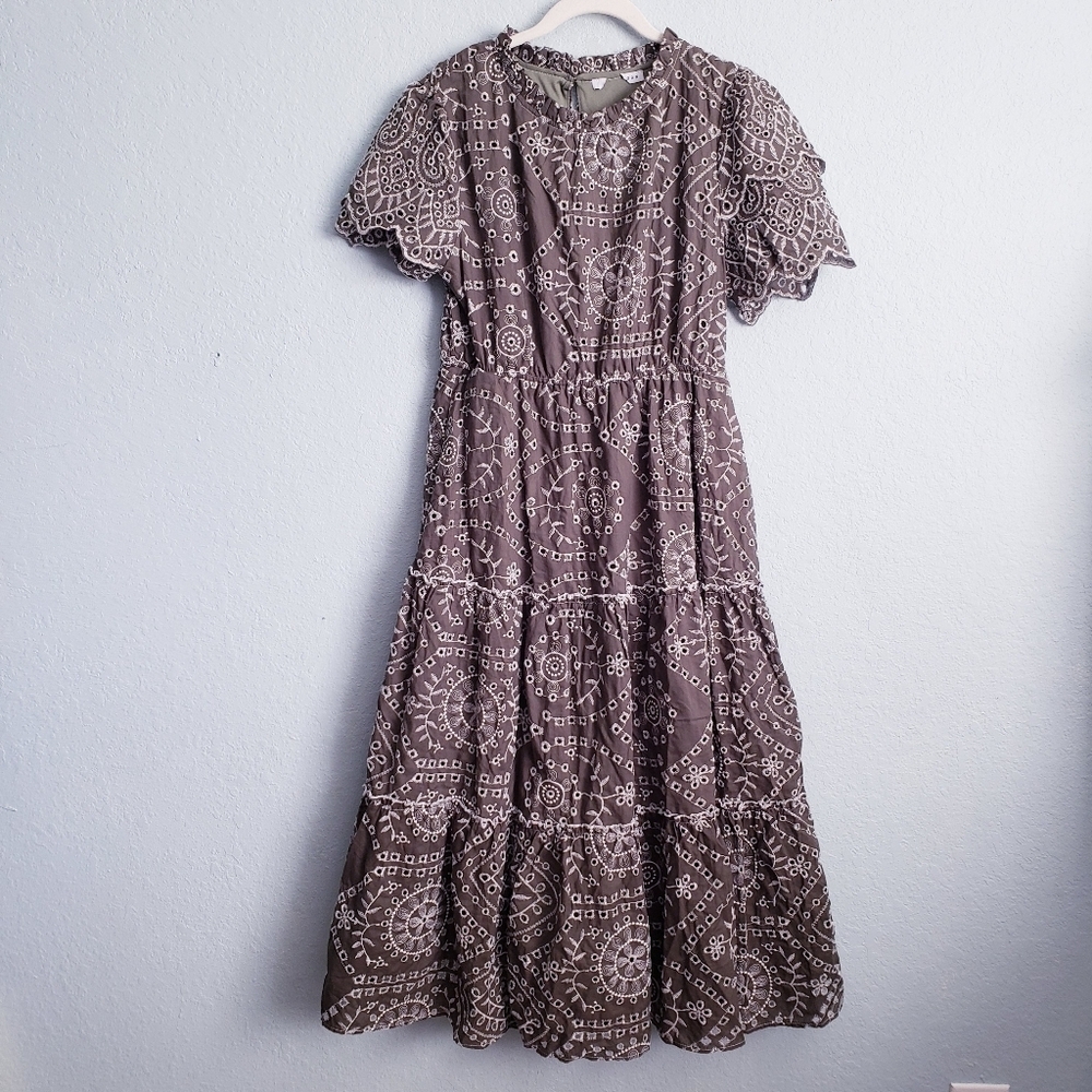 Baltic Born Olive Green Printed Midi Dress - Picture 2 of 5
